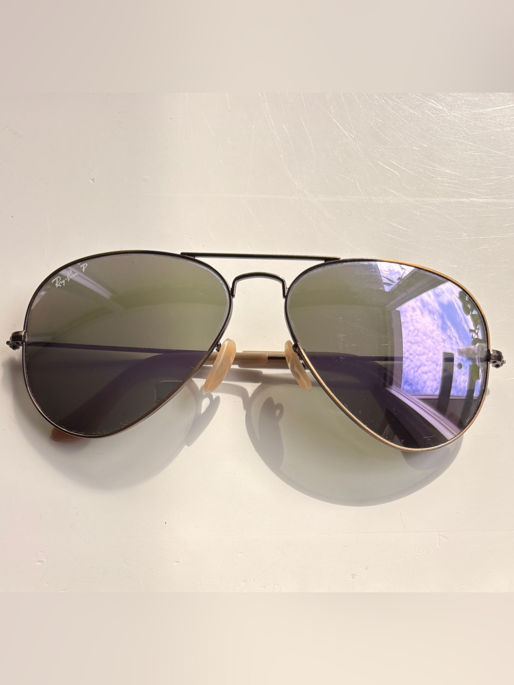 Ray-Ban Aviator Sunglasses - Purple Reflective/ Green with Gold Frame